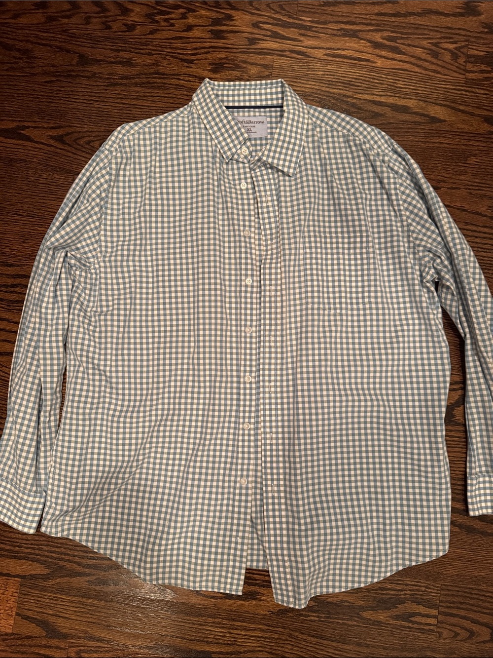 croft & barrow Blue and White Gingham Button-Down Shirt